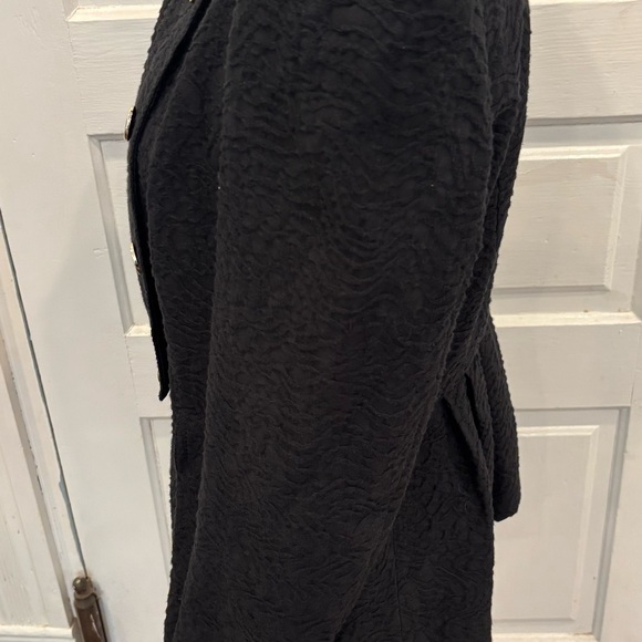 A701 ZARA RARE BLACK SCROLL JACQUARD EMBROIDERED PLEATED JACKET COAT BLAZER Sz L - Picture 3 of 10